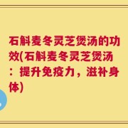 石斛麦冬灵芝煲汤的功效(石斛麦冬灵芝煲汤：提升免疫力，滋补身体)