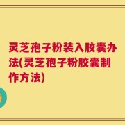 灵芝孢子粉装入胶囊办法(灵芝孢子粉胶囊制作方法)