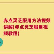 赤点灵芝服用方法视频讲解(赤点灵芝服用视频教程)
