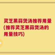 灵芝黑蒜煲汤推荐用量(推荐灵芝黑蒜煲汤的用量技巧)