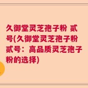 久御堂灵芝孢子粉 贰号(久御堂灵芝孢子粉贰号：高品质灵芝孢子粉的选择)