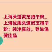 上海头道灵芝孢子粉_上海优质头道灵芝孢子粉：纯净高效，养生保健佳品