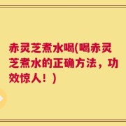 赤灵芝煮水喝(喝赤灵芝煮水的正确方法，功效惊人！)