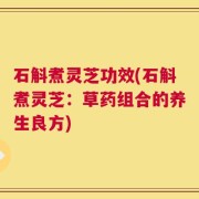石斛煮灵芝功效(石斛煮灵芝：草药组合的养生良方)