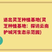退出灵芝种植基地(灵芝种植基地：探访云南护城河生态示范园)