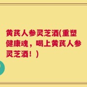 黄芪人参灵芝酒(重塑健康魂，喝上黄芪人参灵芝酒！)