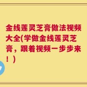 金线莲灵芝膏做法视频大全(学做金线莲灵芝膏，跟着视频一步步来！)