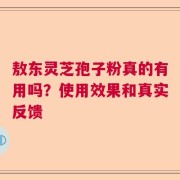敖东灵芝孢子粉真的有用吗？使用效果和真实反馈