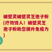 破壁灵破壁灵芝孢子粉(疗效惊人！破壁灵芝孢子粉助您提升免疫力)
