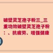 破壁灵芝孢子粉三_三重功效破壁灵芝孢子粉:、抗疲劳、增强健康