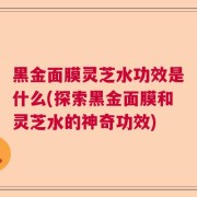 黑金面膜灵芝水功效是什么(探索黑金面膜和灵芝水的神奇功效)