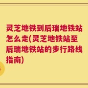 灵芝地铁到后瑞地铁站怎么走(灵芝地铁站至后瑞地铁站的步行路线指南)