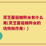 灵芝菌菇精粹水有什么用(灵芝菌菇精粹水的功效和作用！)