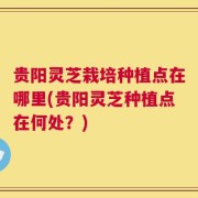 贵阳灵芝栽培种植点在哪里(贵阳灵芝种植点在何处？)