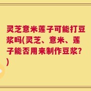 灵芝意米莲子可能打豆浆吗(灵芝、意米、莲子能否用来制作豆浆？)
