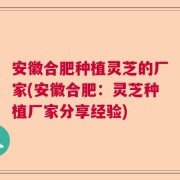 安徽合肥种植灵芝的厂家(安徽合肥：灵芝种植厂家分享经验)