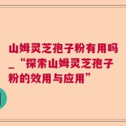 山姆灵芝孢子粉有用吗_“探索山姆灵芝孢子粉的效用与应用”
