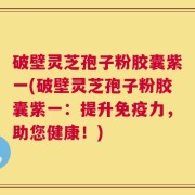 破壁灵芝孢子粉胶囊紫一(破壁灵芝孢子粉胶囊紫一：提升免疫力，助您健康！)