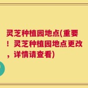 灵芝种植园地点(重要！灵芝种植园地点更改，详情请查看)
