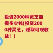 投资2000种灵芝能攒多少钱(投资2000种灵芝，赚取可观收益！)