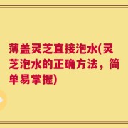 薄盖灵芝直接泡水(灵芝泡水的正确方法，简单易掌握)
