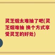 灵芝烟太难抽了吧(灵芝烟难抽 换个方式享受灵芝的好处)