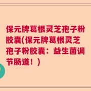 保元牌葛根灵芝孢子粉胶囊(保元牌葛根灵芝孢子粉胶囊：益生菌调节肠道！)