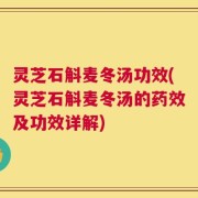 灵芝石斛麦冬汤功效(灵芝石斛麦冬汤的药效及功效详解)