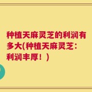 种植天麻灵芝的利润有多大(种植天麻灵芝：利润丰厚！)