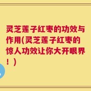 灵芝莲子红枣的功效与作用(灵芝莲子红枣的惊人功效让你大开眼界！)