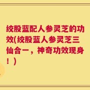 绞股蓝配人参灵芝的功效(绞股蓝人参灵芝三仙合一，神奇功效现身！)