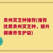 贵州灵芝种推荐(推荐优质贵州灵芝种，提升健康养生护益)