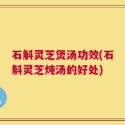 石斛灵芝煲汤功效(石斛灵芝炖汤的好处)