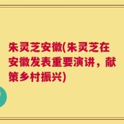 朱灵芝安徽(朱灵芝在安徽发表重要演讲，献策乡村振兴)