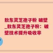 敖东灵芝孢子粉 破壁_敖东灵芝孢子粉：破壁技术提升吸收率
