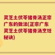 灵芝土伏苓猪骨汤正宗广东的做法(正宗广东灵芝土伏苓猪骨汤烹饪秘诀)