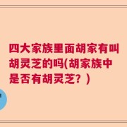 四大家族里面胡家有叫胡灵芝的吗(胡家族中是否有胡灵芝？)
