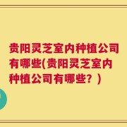 贵阳灵芝室内种植公司有哪些(贵阳灵芝室内种植公司有哪些？)