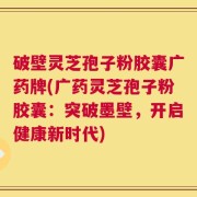 破壁灵芝孢子粉胶囊广药牌(广药灵芝孢子粉胶囊：突破墨壁，开启健康新时代)