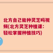 北方自己能种灵芝吗视频(北方灵芝种植课：轻松掌握种植技巧)