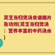 灵芝当归煲汤食谱图片及功效(灵芝当归煲汤：营养丰富的中药汤水)