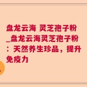 盘龙云海 灵芝孢子粉_盘龙云海灵芝孢子粉:天然养生珍品,提升免疫力