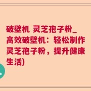 破壁机 灵芝孢子粉_高效破壁机：轻松制作灵芝孢子粉，提升健康生活)