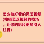 怎么拍好看的灵芝视频(拍摄灵芝视频的技巧，让你的影片更加引人注目)