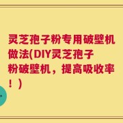 灵芝孢子粉专用破壁机做法(DIY灵芝孢子粉破壁机，提高吸收率！)