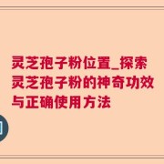 灵芝孢子粉位置_探索灵芝孢子粉的神奇功效与正确使用方法