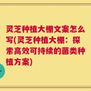 灵芝种植大棚文案怎么写(灵芝种植大棚：探索高效可持续的菌类种植方案)