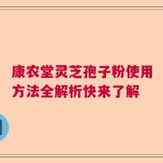 康农堂灵芝孢子粉使用方法全解析快来了解