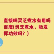 直接喝灵芝煮水有用吗百度(灵芝煮水，能发挥功效吗？)
