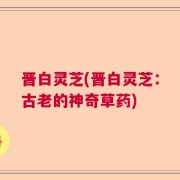 晋白灵芝(晋白灵芝：古老的神奇草药)